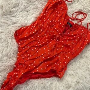 Zara Red Star-Patterned bodysuit